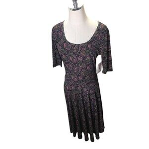 LuLaRoe Dress Women's Size Large Purple Geometric Nicole Midi